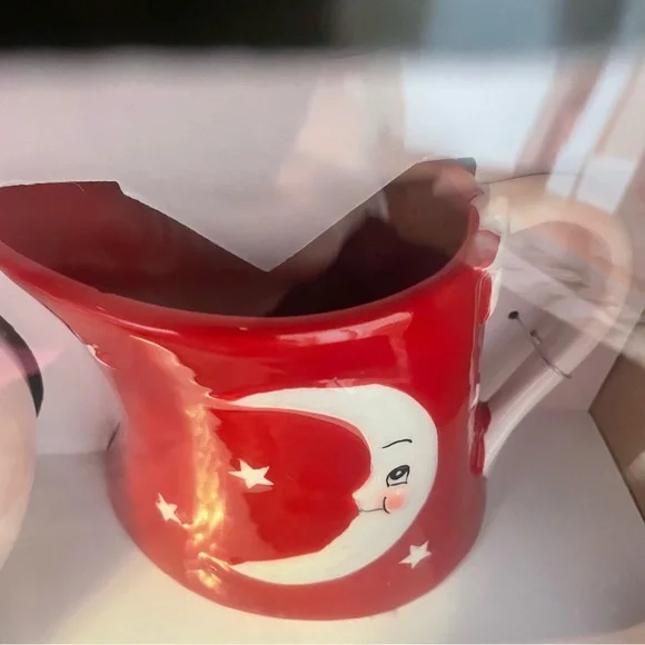 NIB JOHANNA PARKER LUNA SUGAR BOWL & CREAMER SET Laughing Moon Ceramic Coffee - Picture 9 of 12